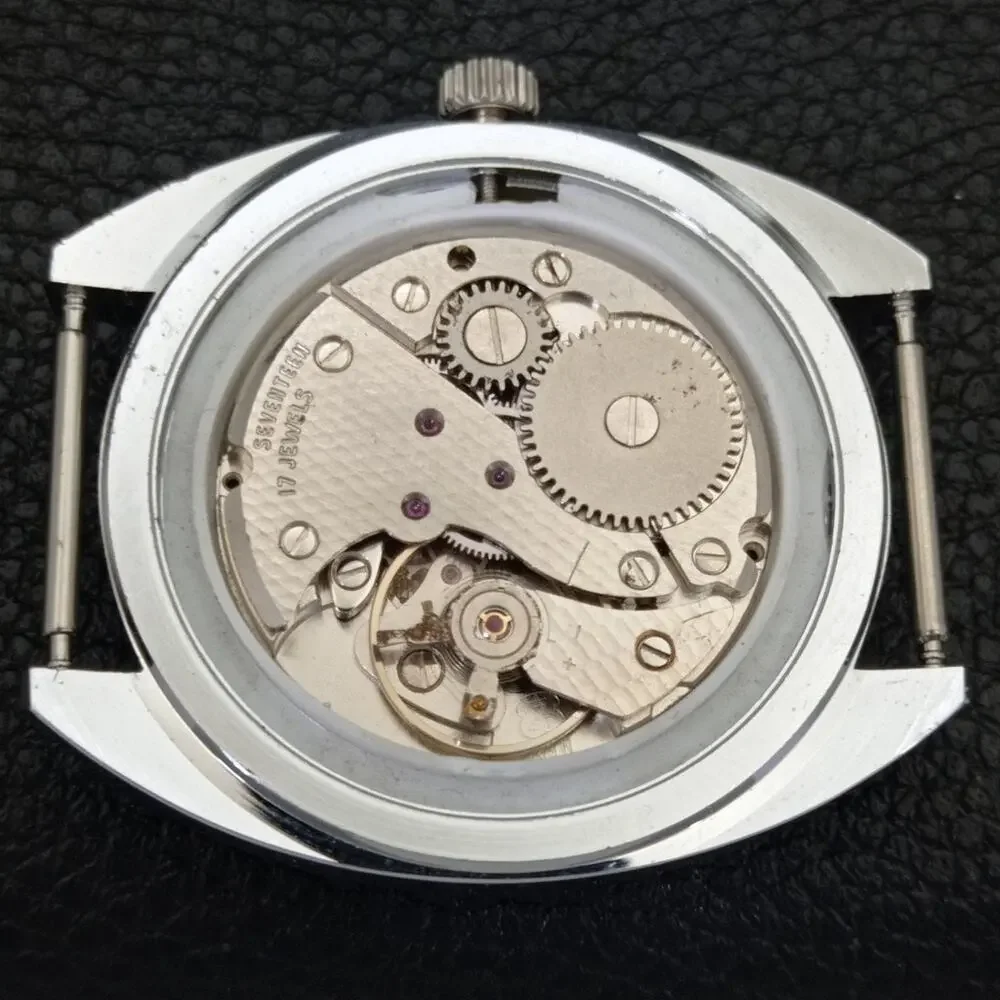 Vintage 1973 Henri Sandoz Manual Mens Silver Watch W/Nato Strap - Picture 9 of 9